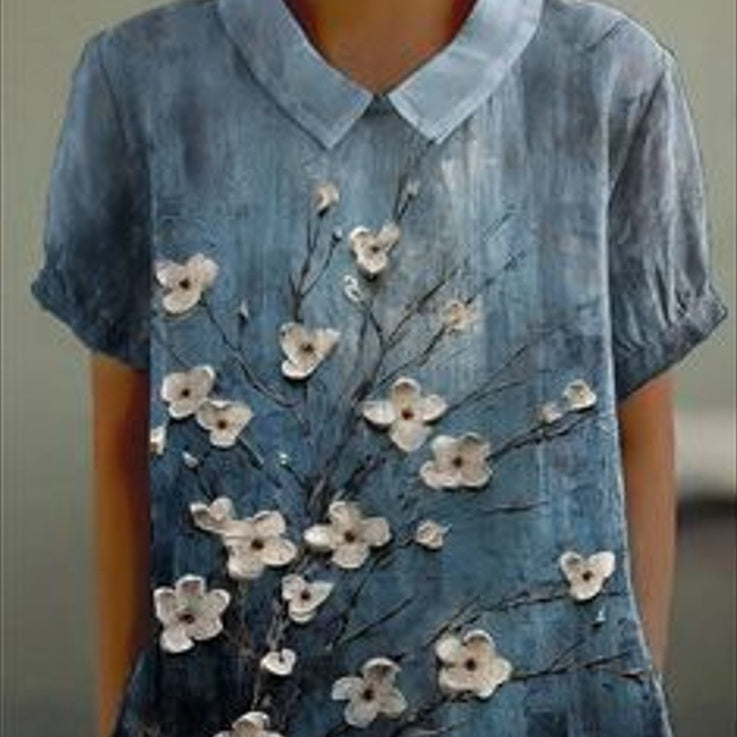 Retro Floral Short Sleeve Top