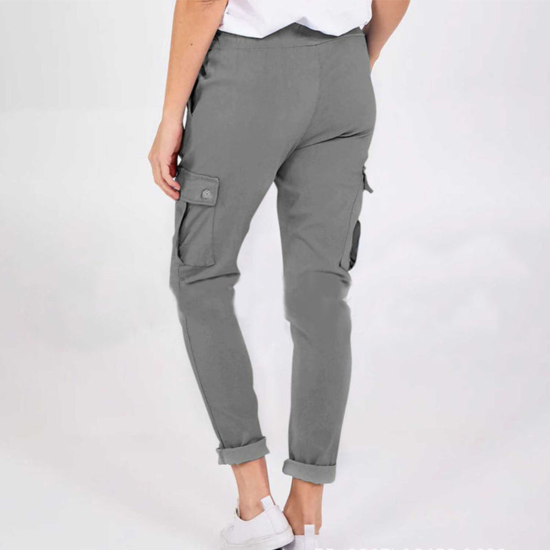 Solid Color Drawstring Waist Pencil Trousers