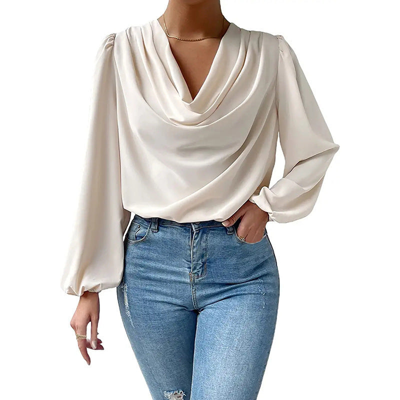 Chiffon Long-sleeved Loose V-neck Top