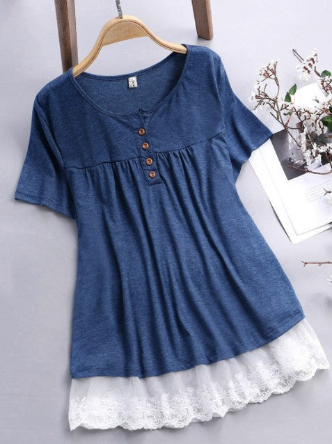 Lace Hem Short Sleeve T-Shirt