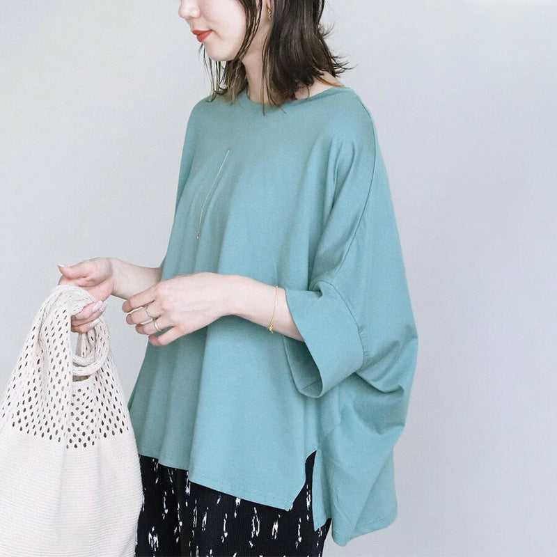 Cotton Batwing Sleeve Oversized Loose T-Shirt