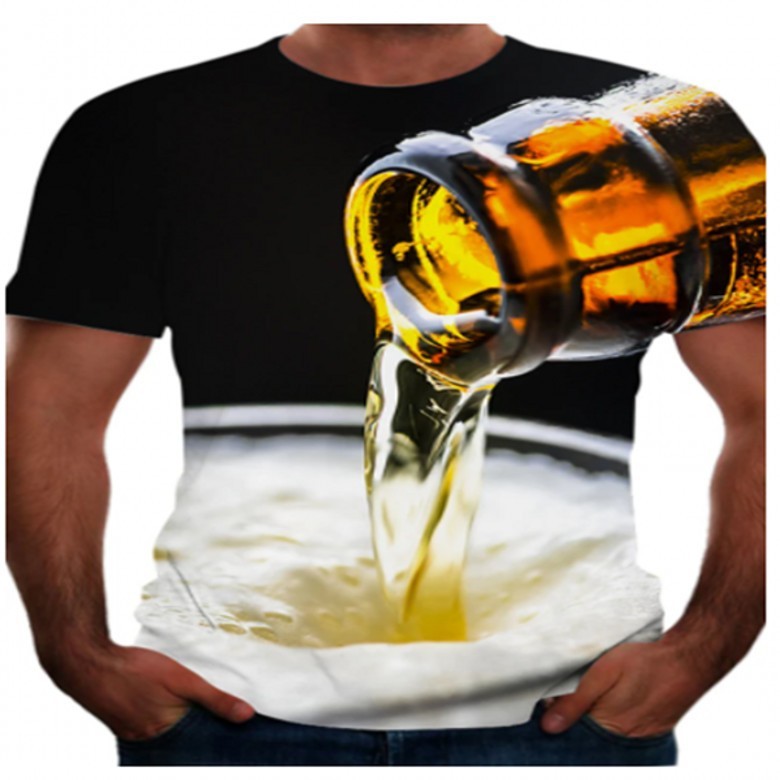 Cold Beer 3D Color Print Short-Sleeved T-Shirt