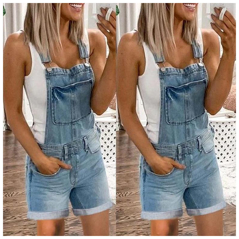 Washed Denim Overalls