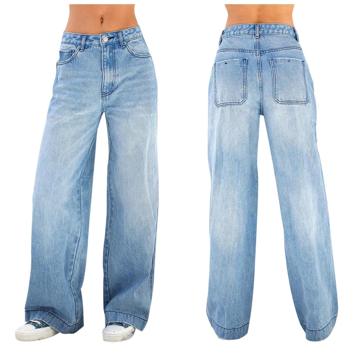 High Waist Loose Wide Legs Jeans