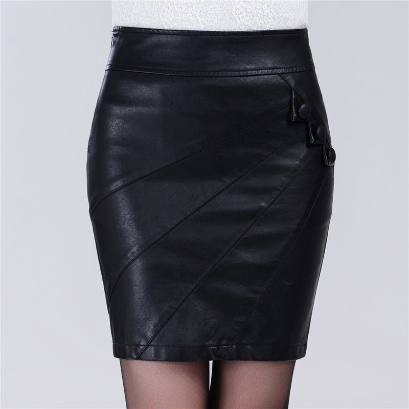 Slim High Waist PU Leather Skirt