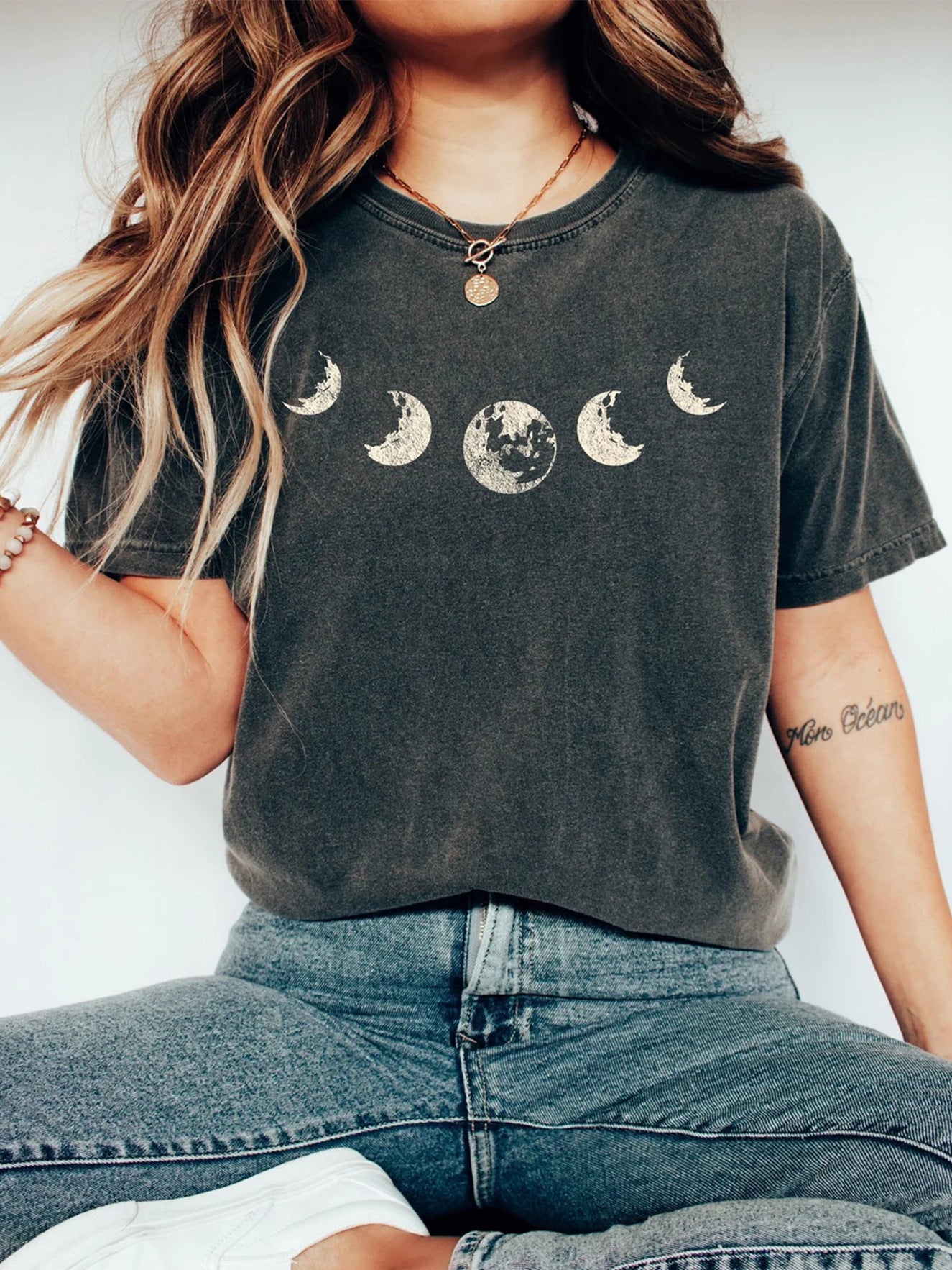 Moon Digital Printed Casual Short-sleeved T-Shirt