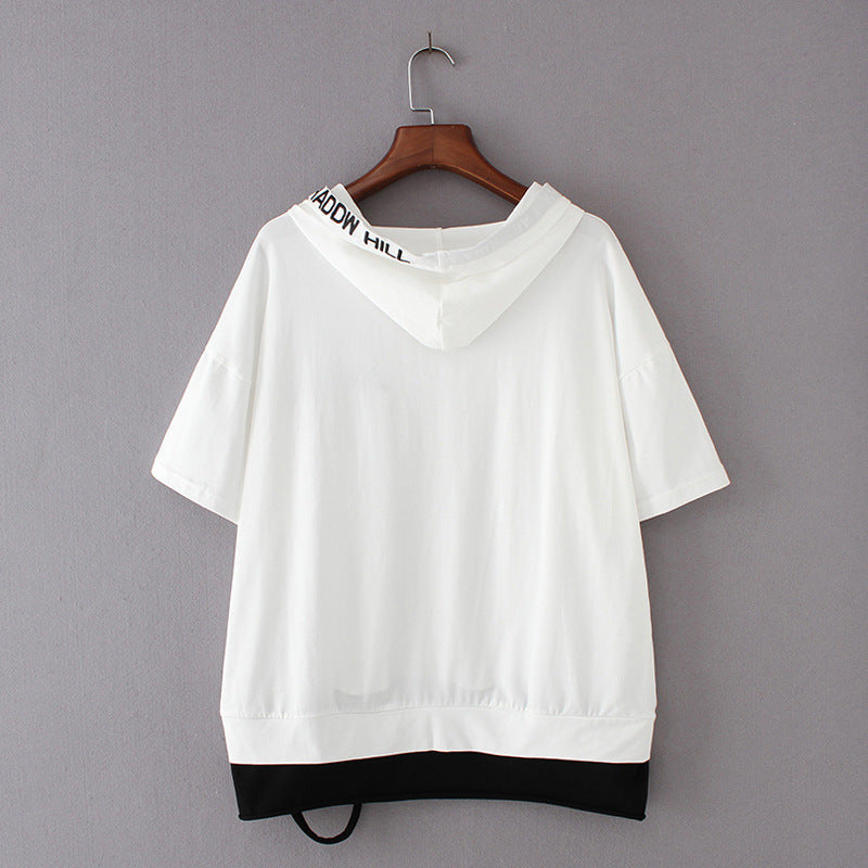 Loose Casual Short-sleeved Embroidered Layered T-Shirt