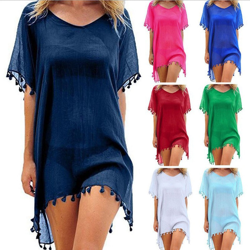 Loose Chiffon Summer Beach Tunic Cover-Up Shirt