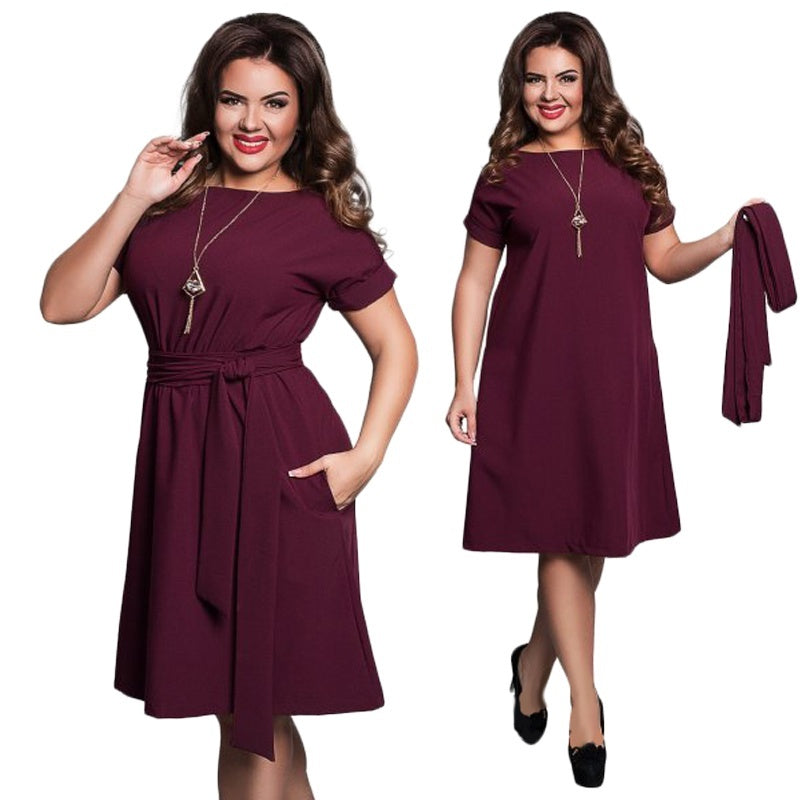 Plus Size Knee-length Pullover Dress