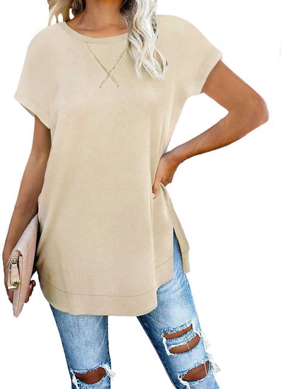 Loose Solid Color Cut-Out T-Shirt