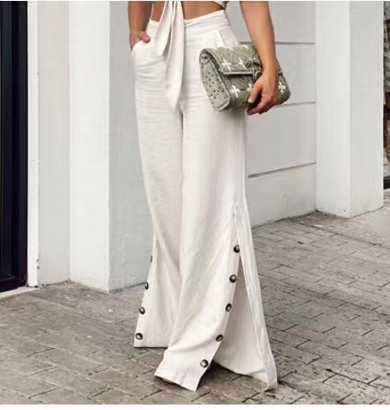 Spring Fashion High Waist  Wide Leg Pants