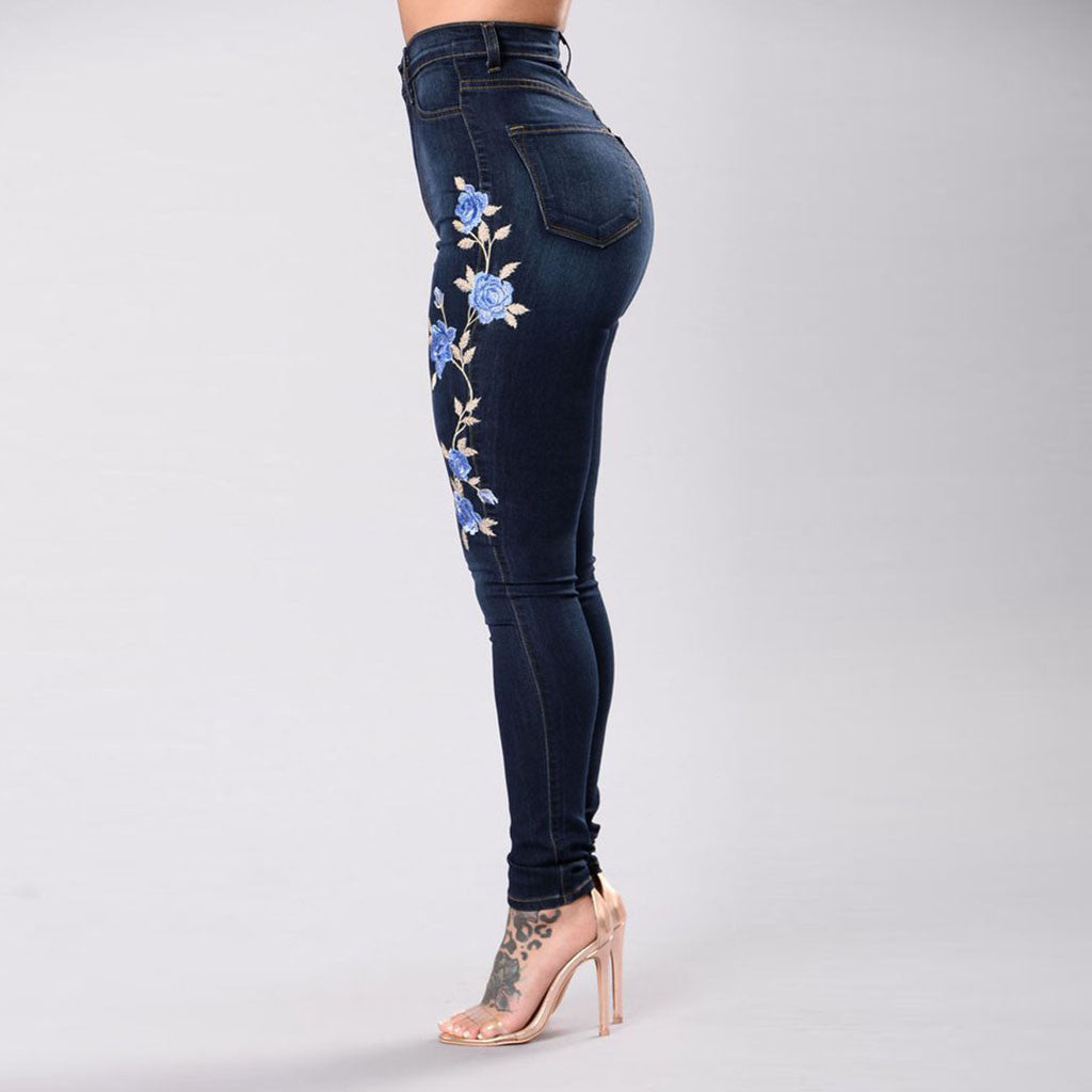 European -American Embroidered Jeans