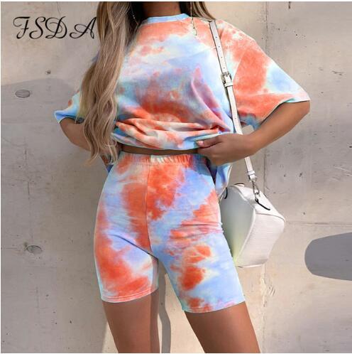 Printed Loose Tops Casual Short Set