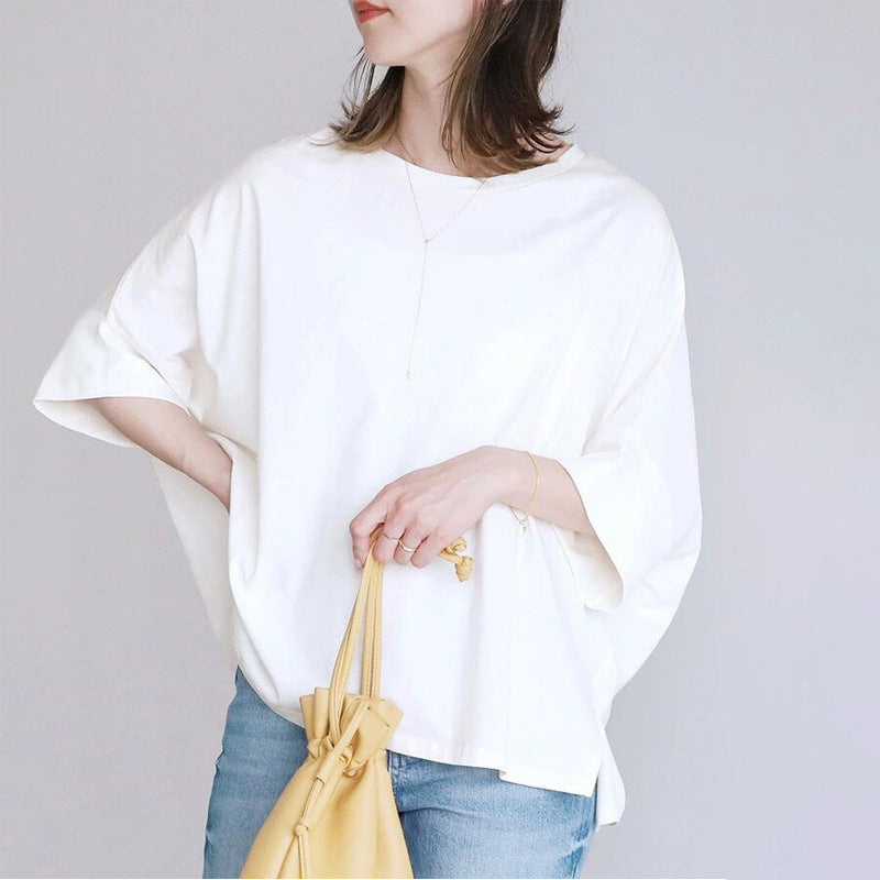 Cotton Batwing Sleeve Oversized Loose T-Shirt