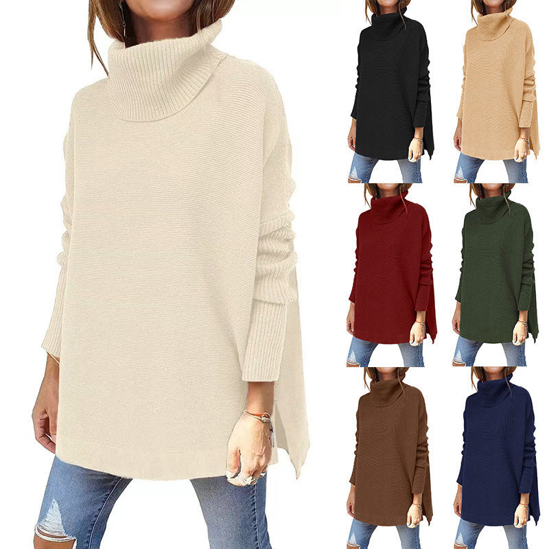 Turtleneck Mid Length Batwing Sleeve Sweater