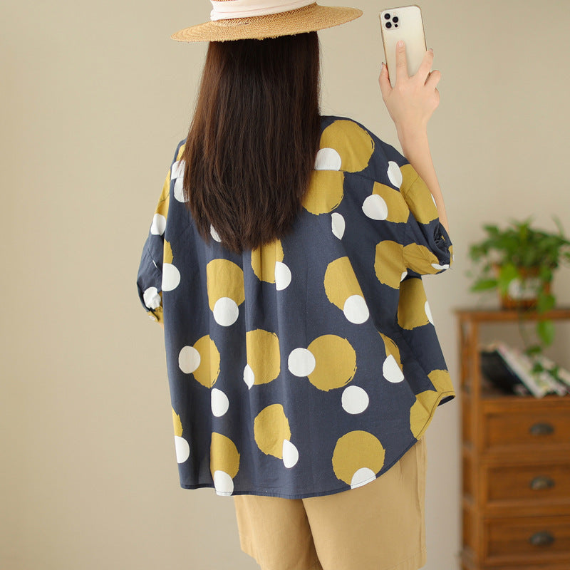 Literary Polka Dot Short Sleeve Shirt