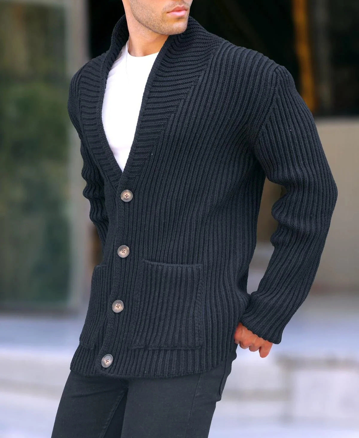 Single-breasted Long Sleeve Lapel Sweater