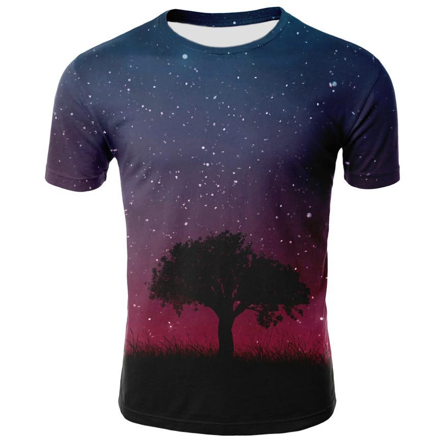 3D Digital Printing Slim Fit Short Sleeve T-Shirt