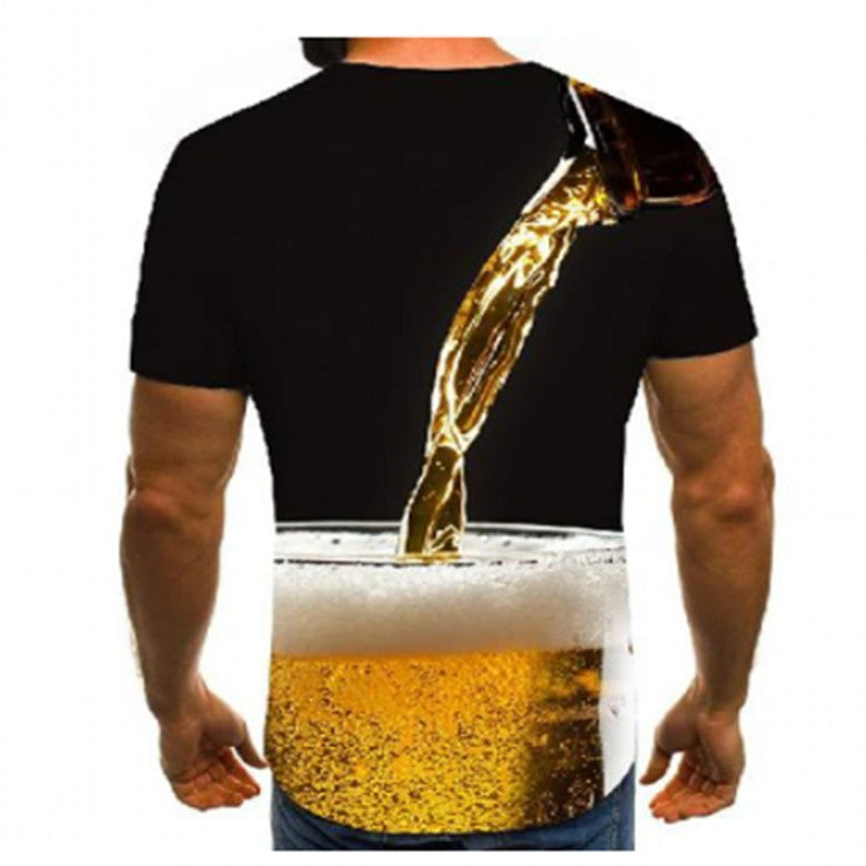 Cold Beer 3D Color Print Short-Sleeved T-Shirt