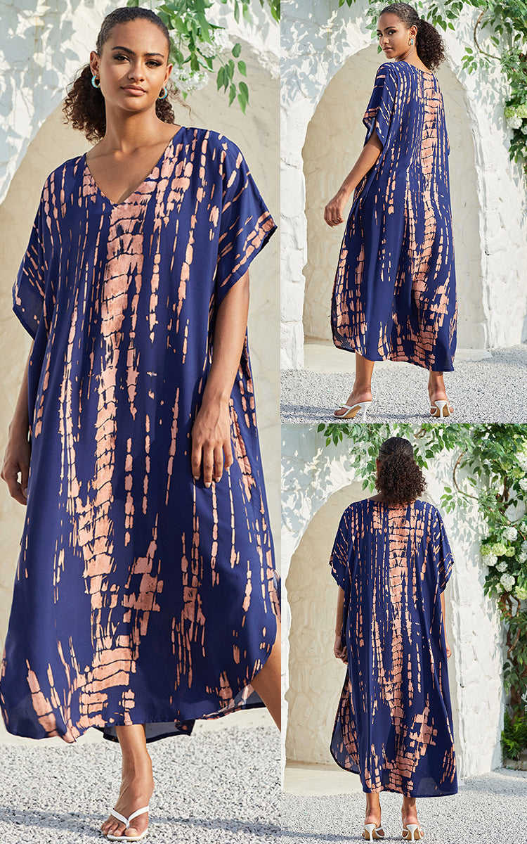 Rayon Tie-dyed Beach Sun Protection Long Dress