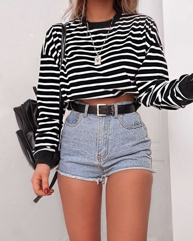 Long Sleeve Crop Top T-Shirt