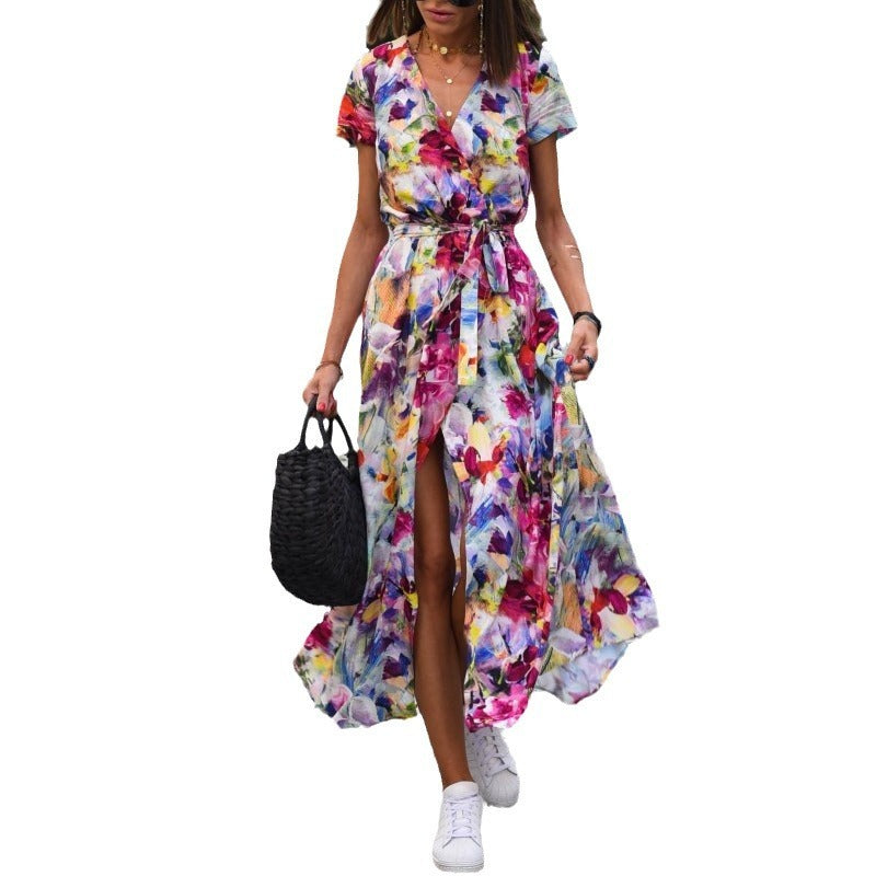 Printed Short Sleeve Dress