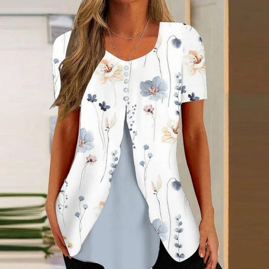 Fashion Printed Casual Short Sleeve Two-layered T-Shirt