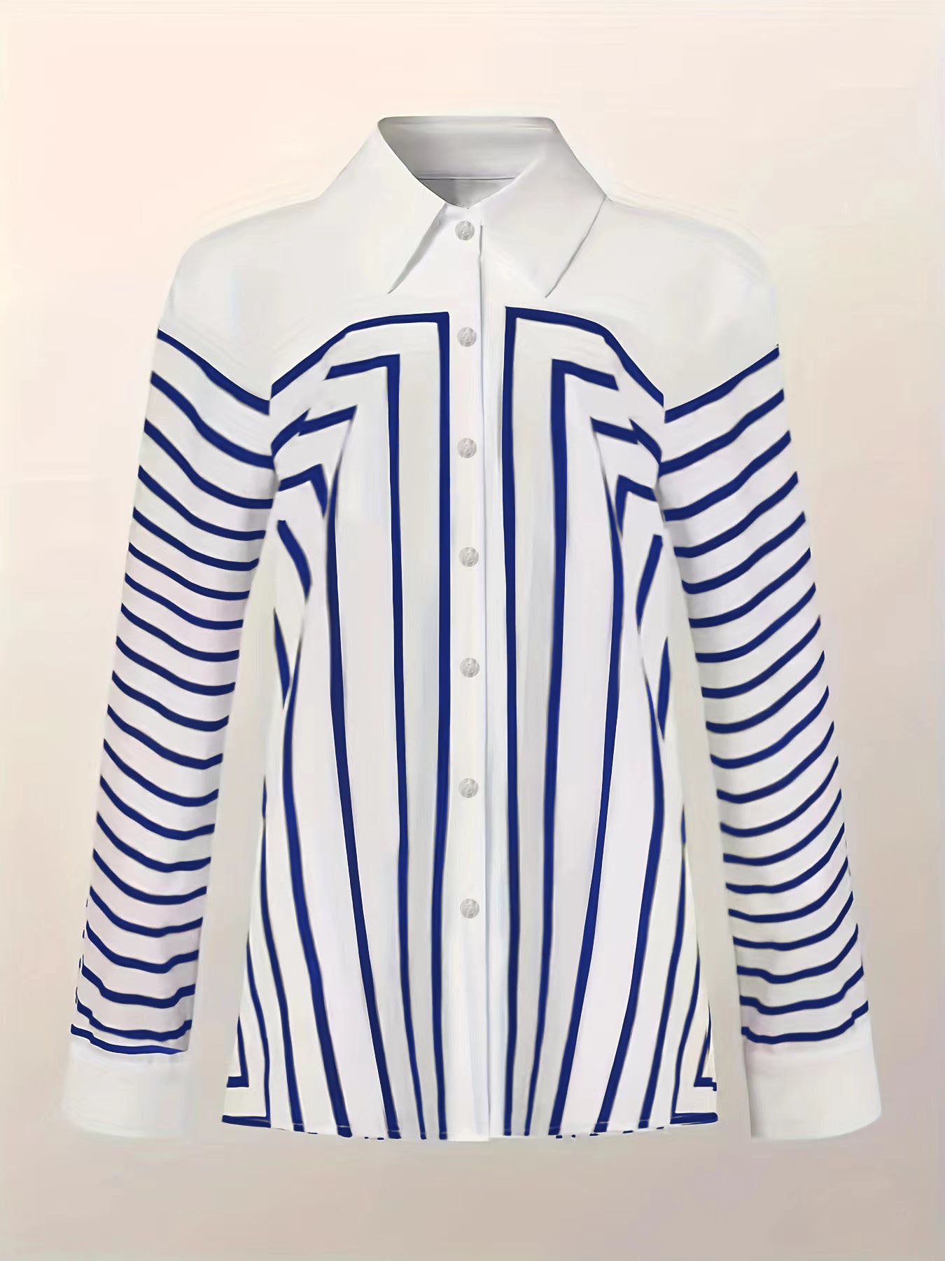 Long Sleeve Loose Striped Silk Top