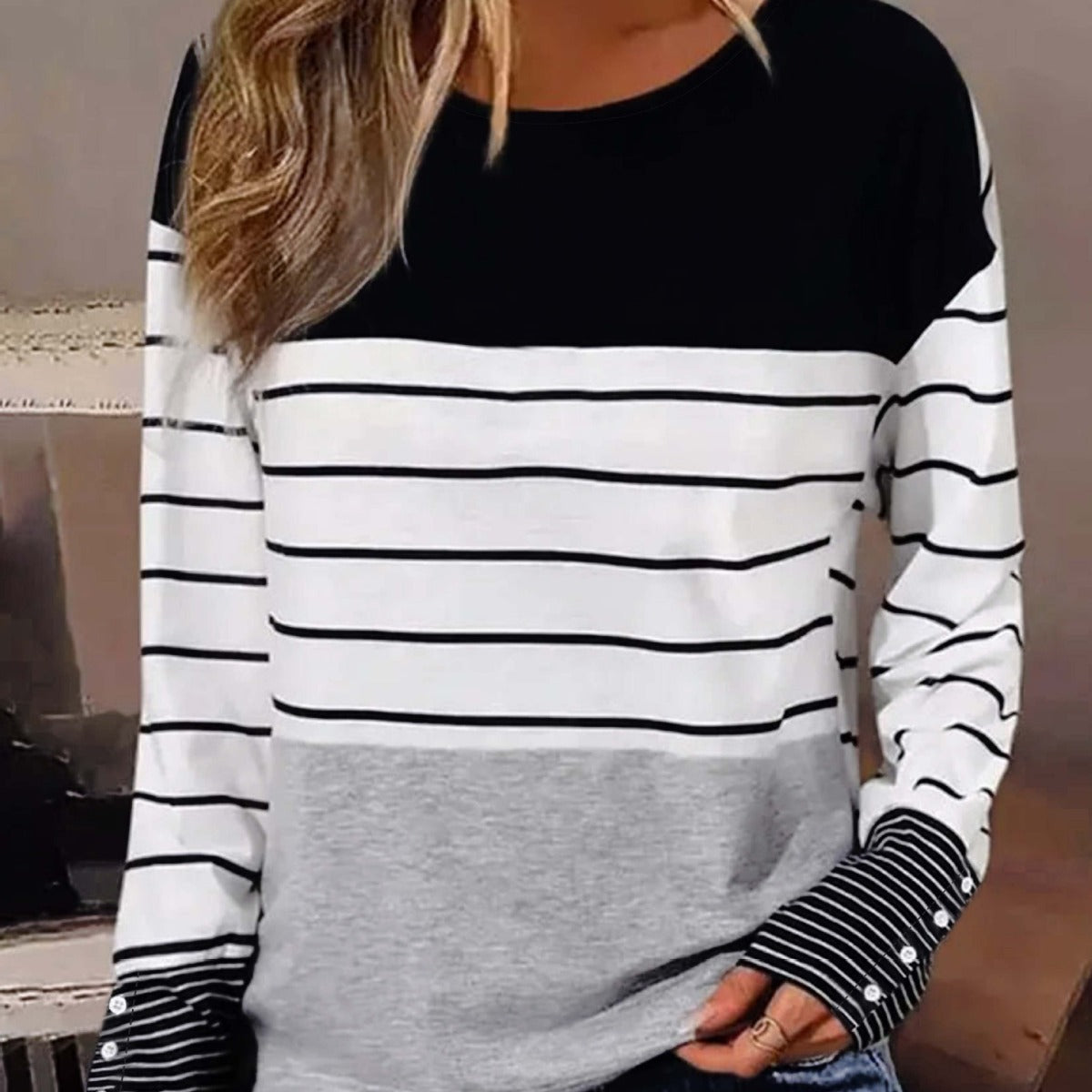 Casual Round Neck Long Sleeve T-Shirt