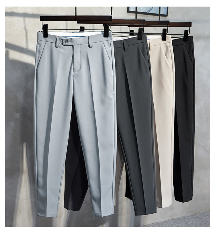 Plus Size Business Straight Slim Ankle-length Pants