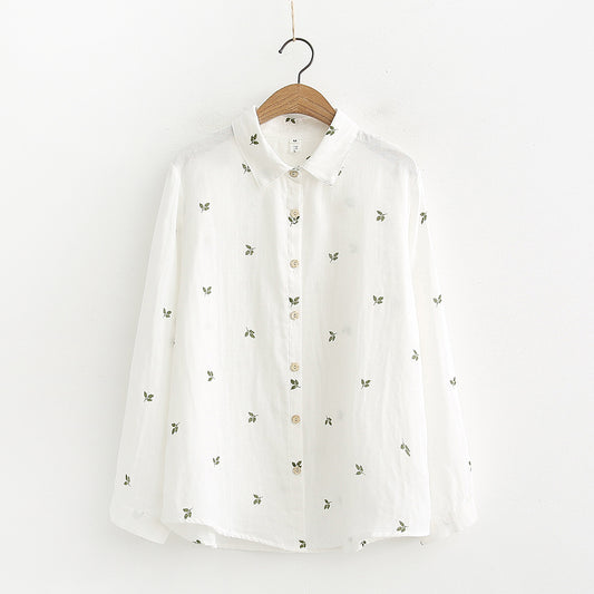 Autumn Leaves Printed Long-sleeved Shirt