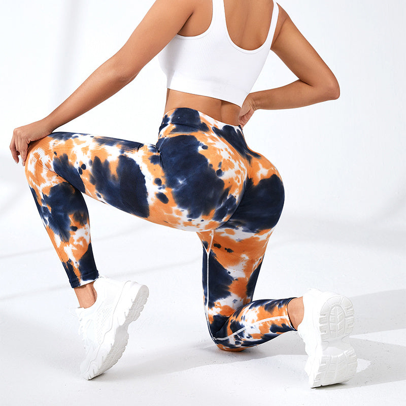 Ink Tie-dye Printed Yoga Pants