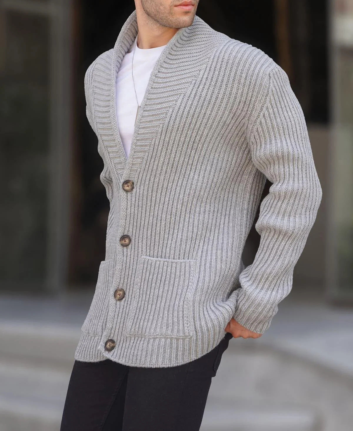 Single-breasted Long Sleeve Lapel Sweater