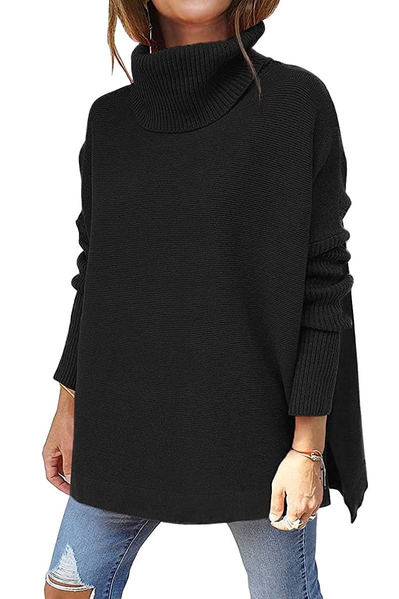 Turtleneck Mid Length Batwing Sleeve Sweater