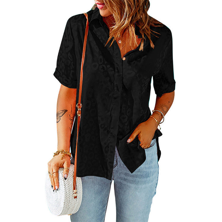 Lapel Single Breasted Loose Short Sleeve Shirt