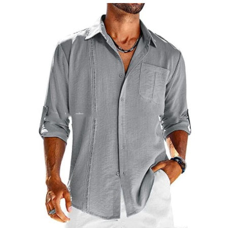 Casual Long Sleeve Polo Collar Shirt