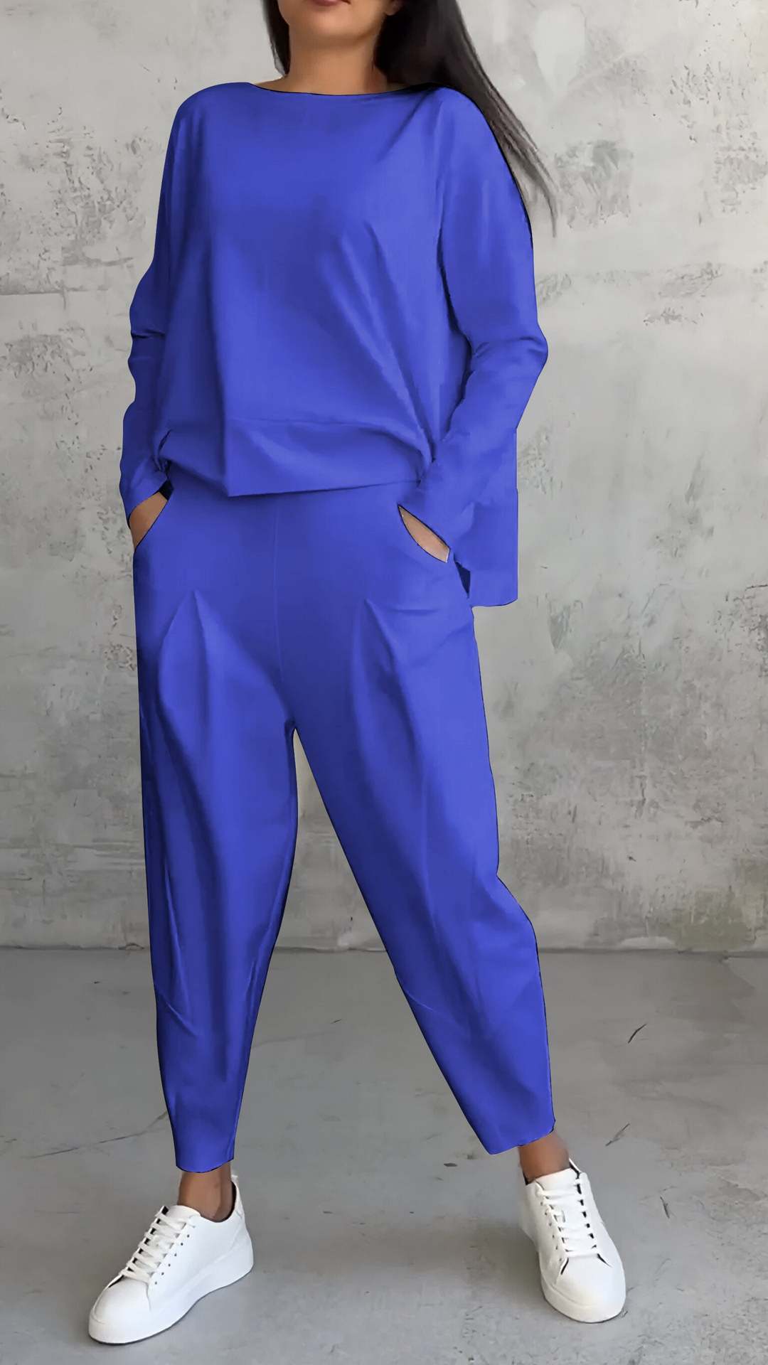 Irregular Design Long-sleeved Top & Harem Pants Suit