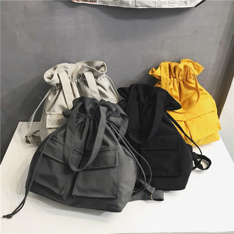 Drawstring Canvas Shoulder Bag