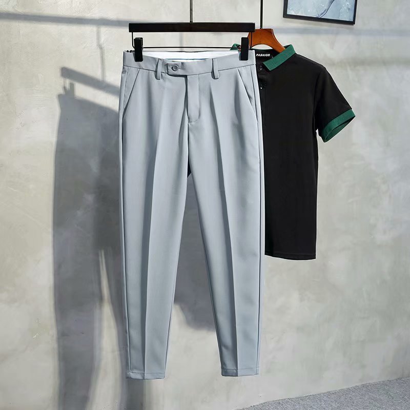 Plus Size Business Straight Slim Ankle-length Pants