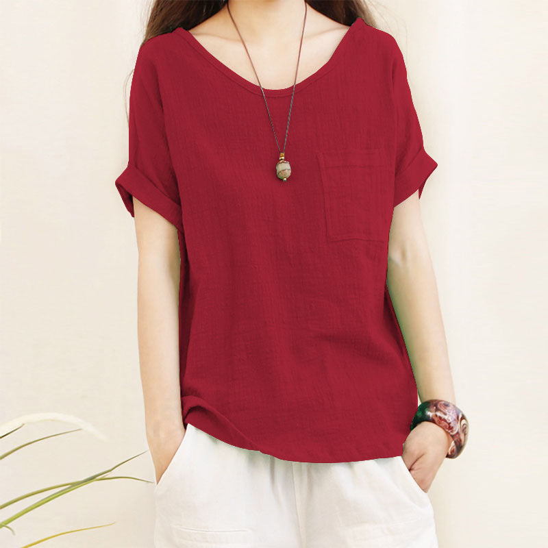 Literary Style Korean Version Short Sleeve Top