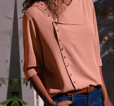 Irregular Oblique Collar Long-sleeved Top