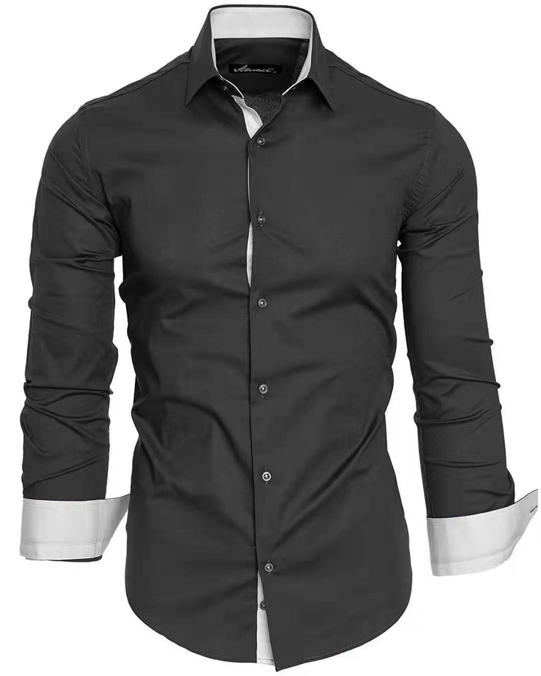 Contrast Colored Long Sleeved Casual Shirt