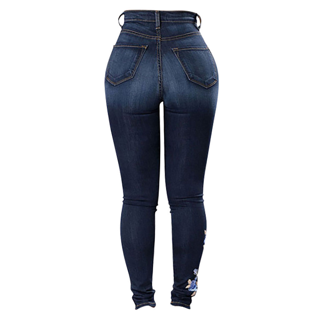 European -American Embroidered Jeans