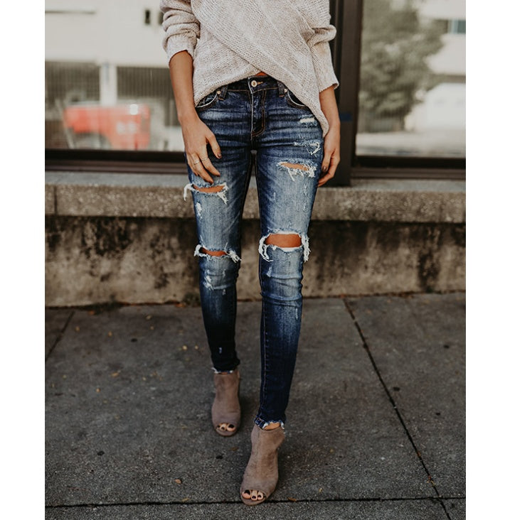 Pierced Mid-rise Jeans