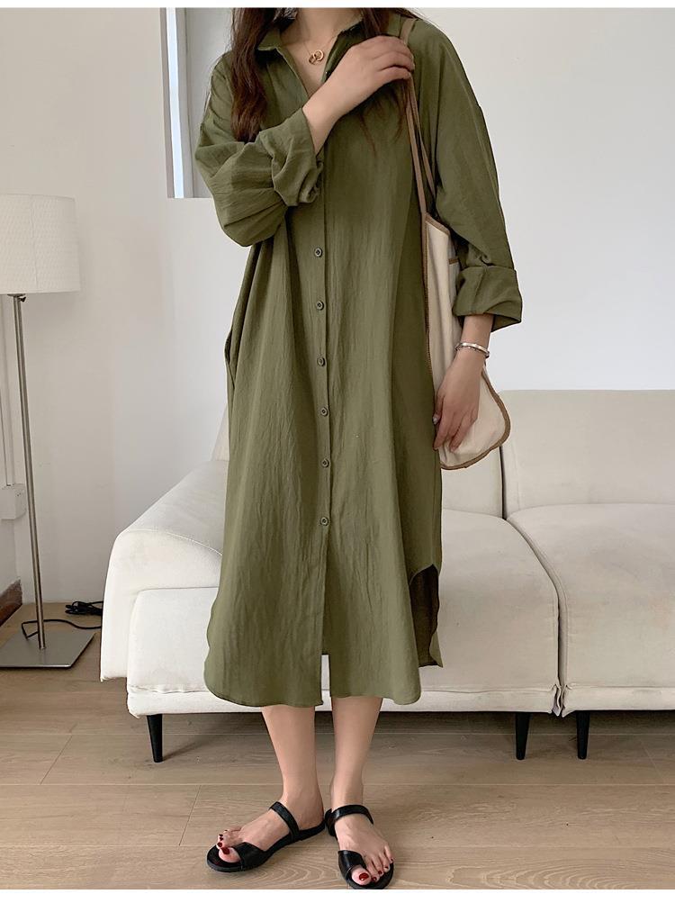 Plus Size V-neck Long Sleeve Shirt Dress