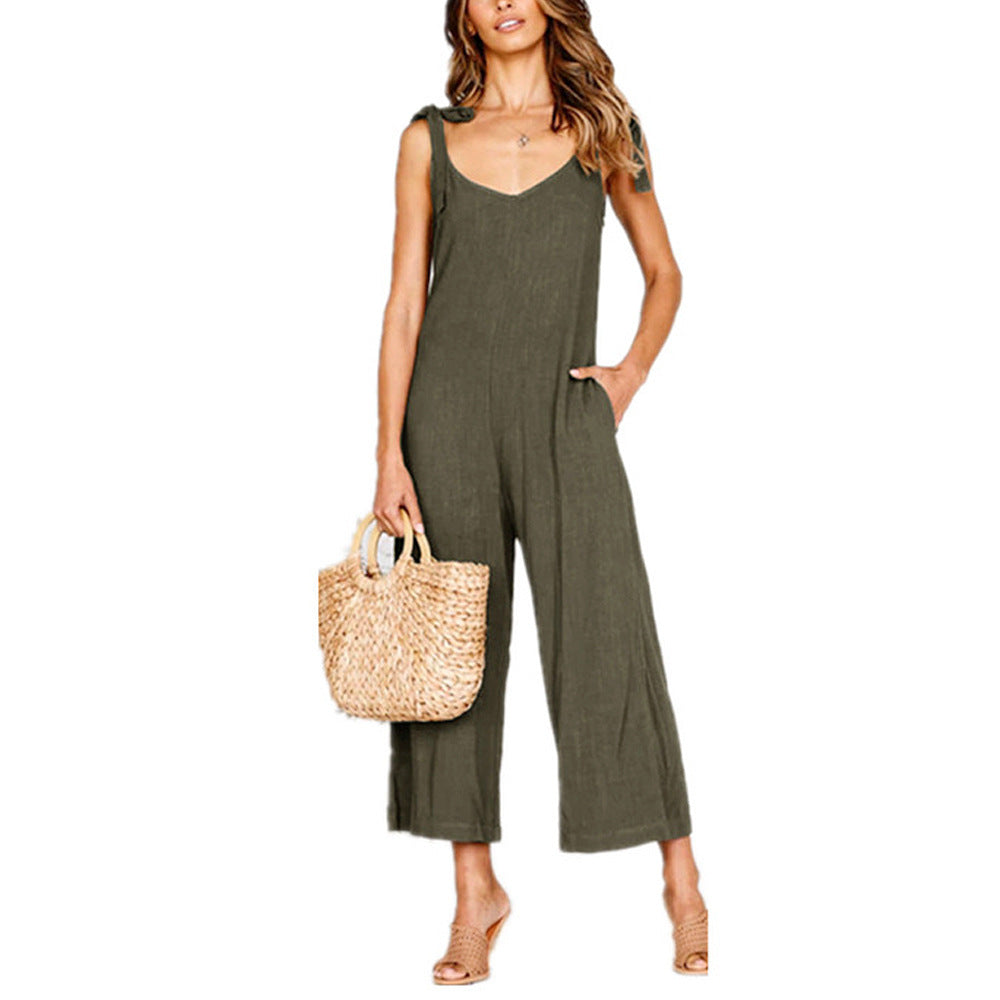 Wide-leg Strap Casual Jumpsuit