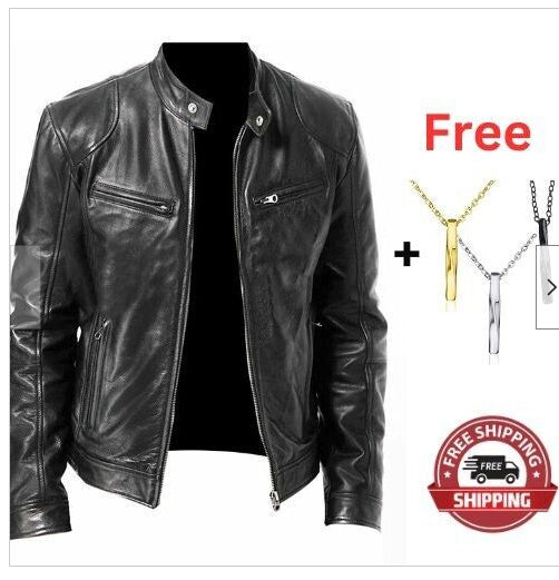 Zipper Pocket Pu Leather Jacket