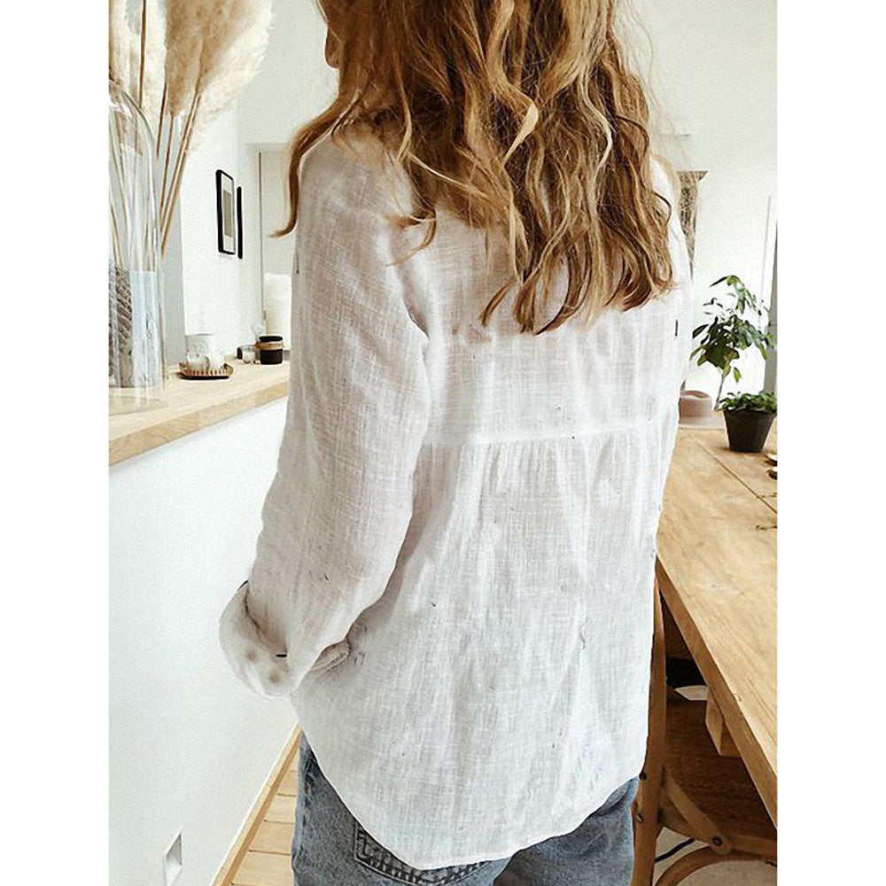 Loose Button Lapel Cardigan Shirt