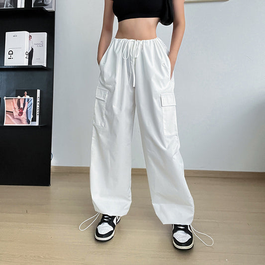 Plus Size Wide Leg Loose Tether Straight Cargo Pants