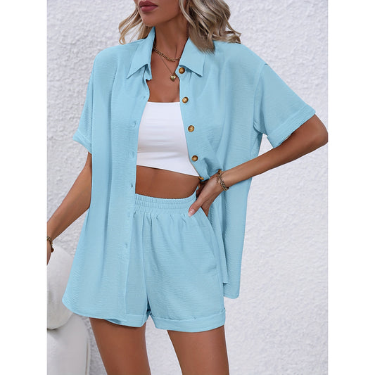 Western Style Shirt Shorts Two Piece Set